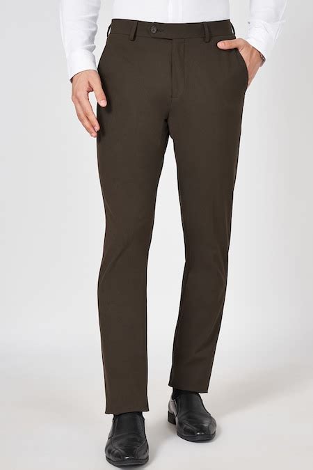 Khaki Solid Full Length Formal Men Slim Fit Formal Trousers - Selling ...
