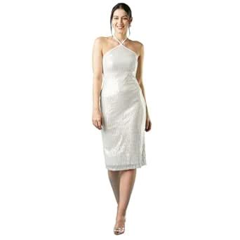 Globus Women Party Dress (3641991004_Silver_XS) : Amazon.in: Fashion