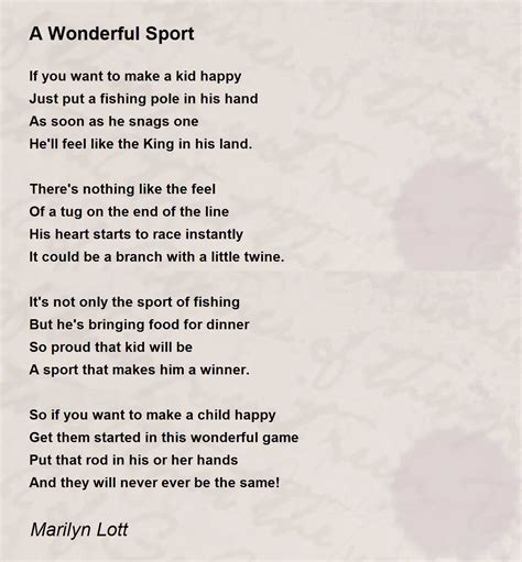 A Wonderful Sport - A Wonderful Sport Poem by Marilyn Lott