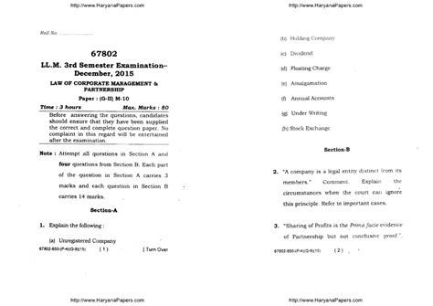 Llm 3 sem law of corporate management and partnership 67802 dec 2015 1 ...