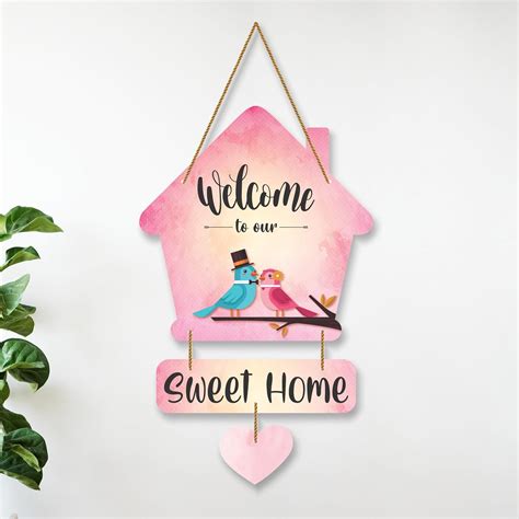 MEMENTO ARTS Stylish Wooden Welcome To Our Sweet Home Wall Hanging For ...