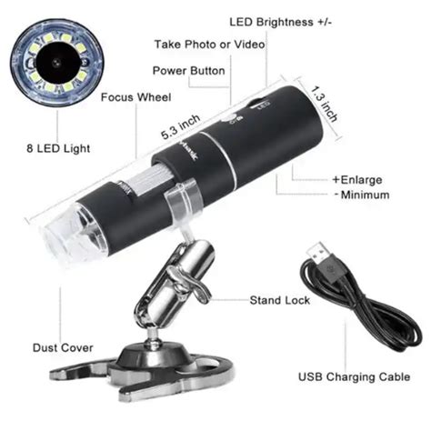 Probots 2-in-1 WiFi USB Digital Microscope 1000X 1080P - Android/iOS/PC ...
