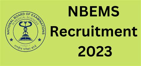 NBEMS Previous Year Question Papers and Recruitment 2023