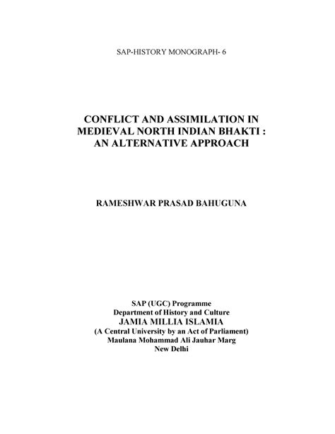 Conflict And Assimilation In Medieval North Indian Bhakti - SAP-HISTORY ...