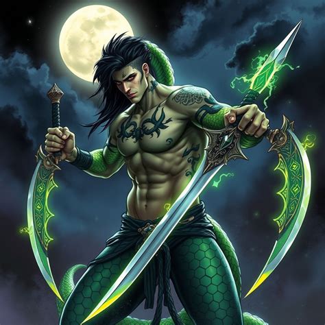 half snake half human male with Character Art