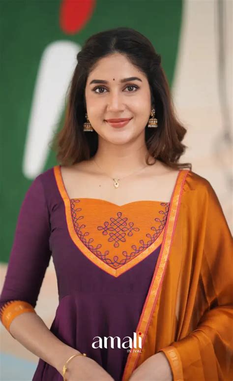 Purple and Mustard Orange Cotton Anarkali – Amali Salwars