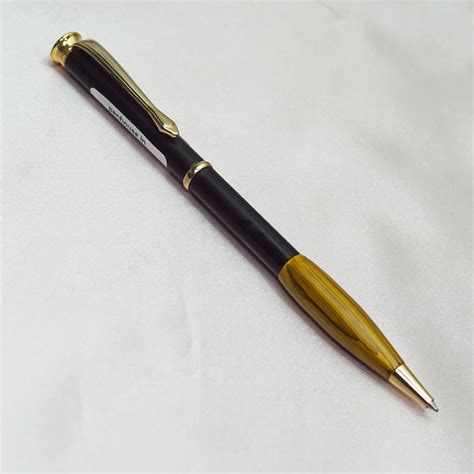 Gama Wooden Grip Black Color Body Fine Tip Twist Type Ball Pen SKU 22250