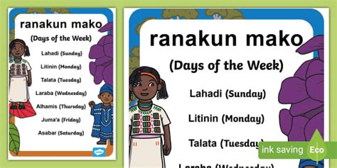 This illustrated poster with days of the week is great for display purposes