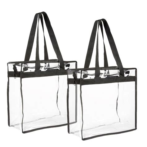 2-Pack Transparent Bag - Clear Tote Bag with Zipper - Stadium Approved ...