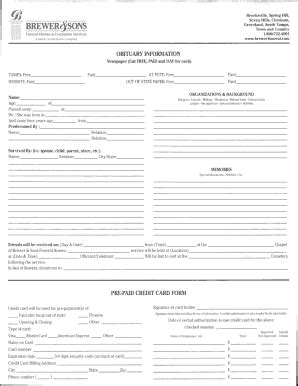 18 Printable Obituary Template Forms - Fillable Samples in PDF, Word to ...