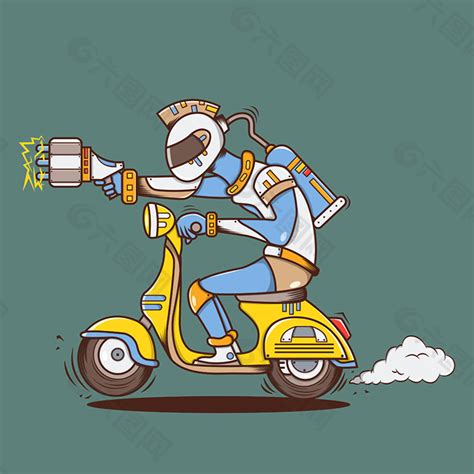 骑摩托车的男卡通图片(3)_伊卟图库