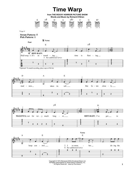 Time Warp by Richard O'Brien - Easy Guitar Tab - Guitar Instructor