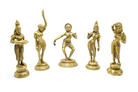 Buy Two Moustaches Brass Apsara Showpieces - Set of 5 Statues ...