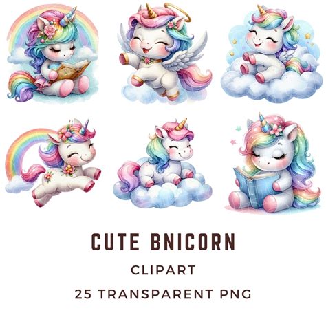 Magical Unicorn Clipart Bundle - PNG Files, Instant Digital Download ...