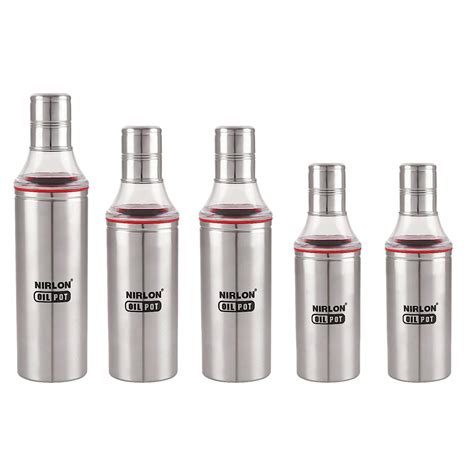 NIRLON Rust Proof Stainless Steel Oil Pot and Water Bottle Combo Set ...