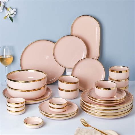 VERA Pink 27 Piece Dinner Set For 6 Online - Premium Dinner Set | Nestasia