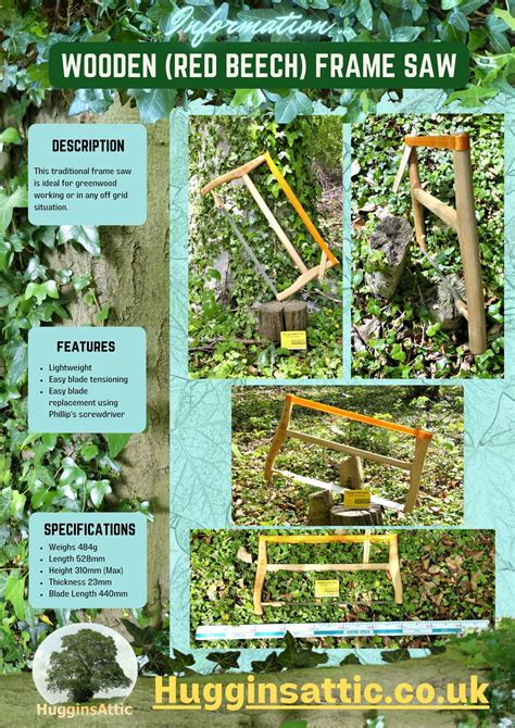 440mm (Approx 17 inch) Wooden (Red Beech) Frame Saw - Hugginsattic