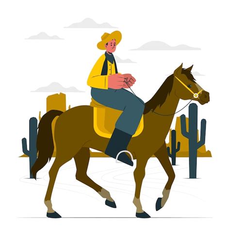 Cowboy op paard concept illustratie | Gratis Vector