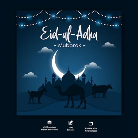 Eid al adha mubarak islamic festival social media banner template ...