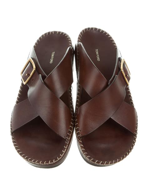 Tom Ford Leather Slide Sandals - Mens Shoes - TOM36204 | The RealReal