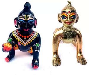 Idolsplace Black Painting Laddu Gopal with Radha Rani Statue Murti Pure ...