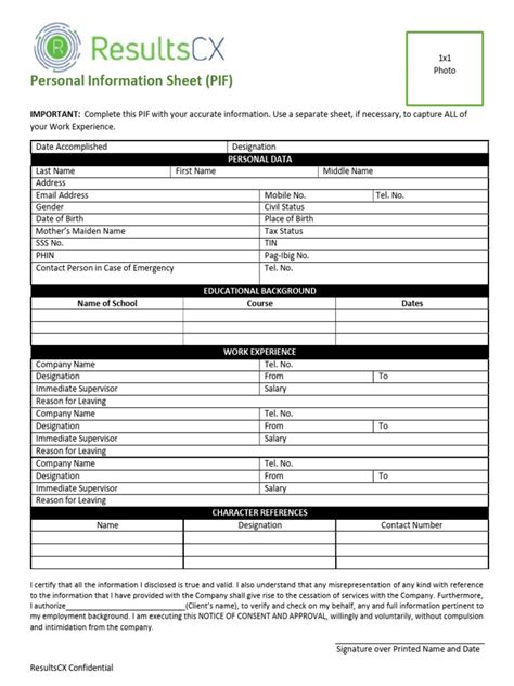 Image result for Individual Information Table