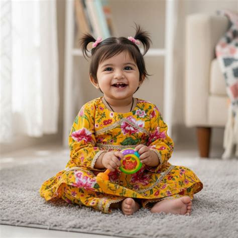 Baby Moo Big Floral Print Cotton Girls Two Piece Girls Kurta Pant Set ...