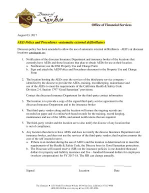 Fillable Online AED Policy and Procedures automatic external ...