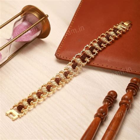 Gold Plated Golden Beads Modern Rudraksha Bracelet – Japam