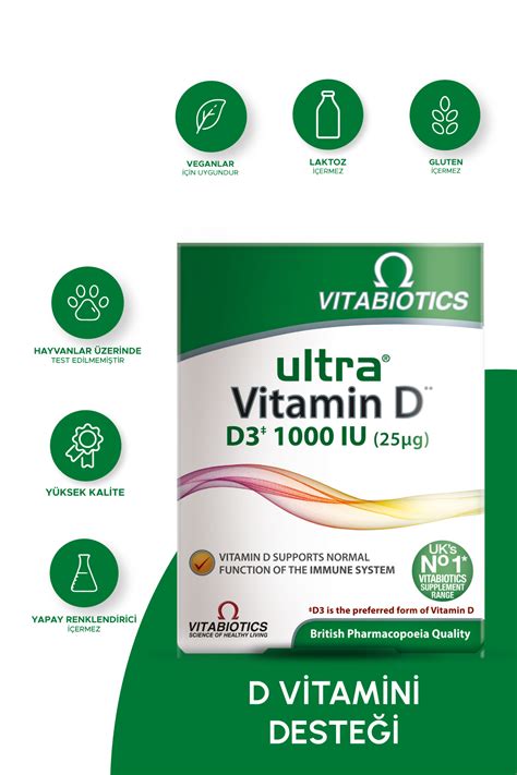 Vitabiotics Ultra Vitamin D 1000 IU D3 Vitamini İçeren Takviye Edici Gıda 96 Tablet - OnuAl ...