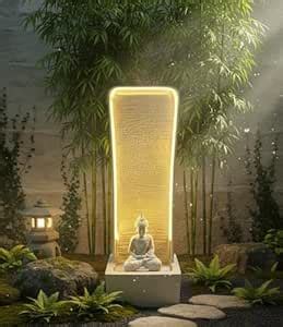 YS ANTIQUE Water Fountain Cream Buddha Garden Water Fountain Indoor ...