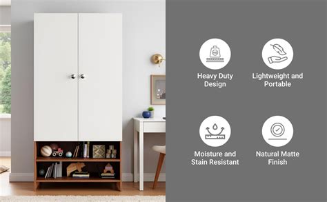 FURNEASER YSH Engineered Wood Wardrobe Almirah for Clothes with 2 Doors ...