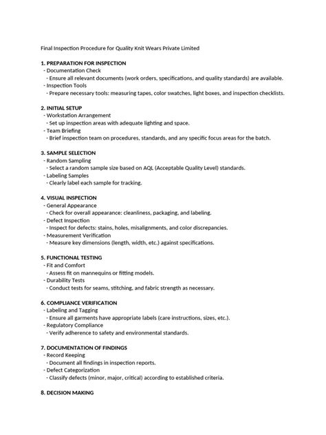 Image result for Inspection and Test Procedure