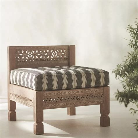 Elsa Armless Chair - Carved Mango Wood Boho Chair | Ramgarh – Ramgarh ...