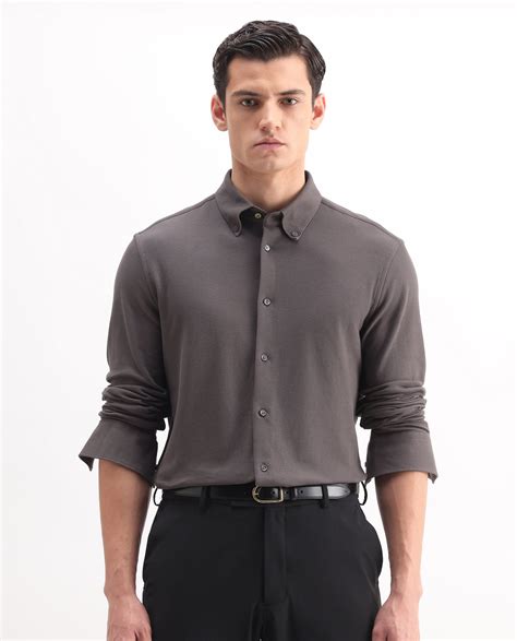 Rare Rabbit Men's Vane-25 Dusky Brown Cotton Plain Regular Fit Full Sl