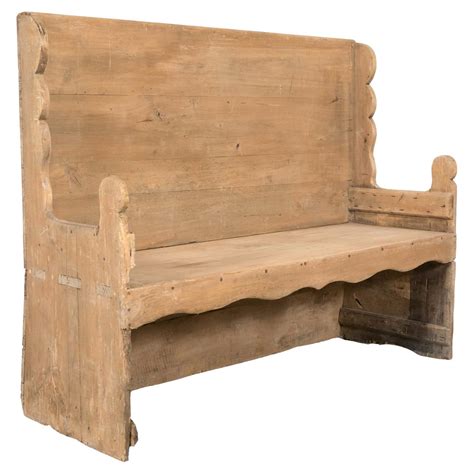 Late 18th Century Carved Primitive Spanish Catalan Settle Bench For ...