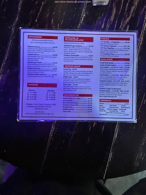 Menu at 606 Bar & Grill / Caseys Lanes, Grayson
