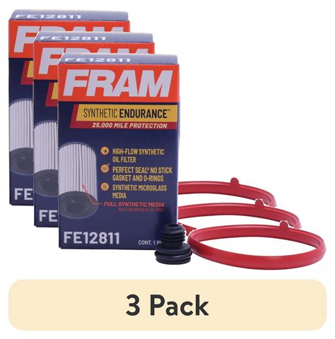 (3 pack) Fram Synthetic Endurance Premium Oil Filter, FE12811, 25K mile ...