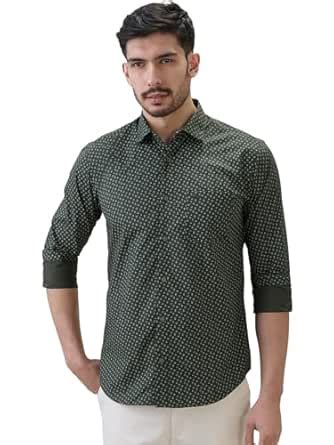 Park Avenue Men Slim Fit Print Pattern Pure Cotton Semicutaway Collar ...