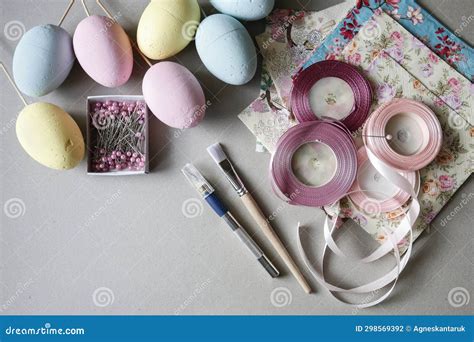 How To Decorate an Easter Egg with Decoupage Technique Stock Photo ...