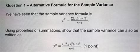 Image result for Variance Alternative Formula
