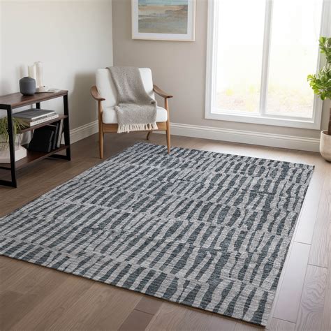 Addison Rugs Chantille Indoor/Outdoor Transitional Striped Charcoal ...