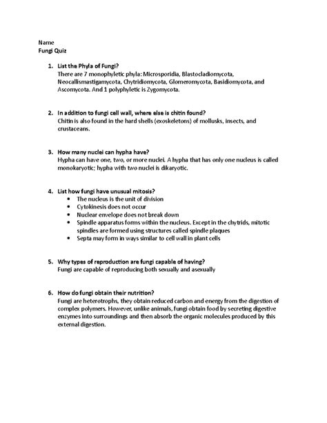 Fungi Quiz - Name Fungi Quiz List the Phyla of Fungi? There are 7 monophyletic phyla ... - phylum of fungi
