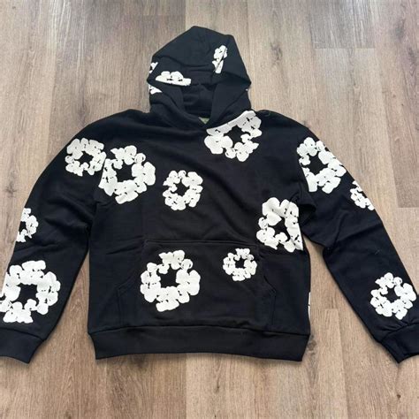 Black and white floral hoodie Denim Tears - Depop