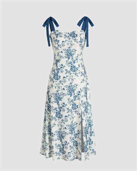 Floral Knotted Split Midi Dress - Littlebox India
