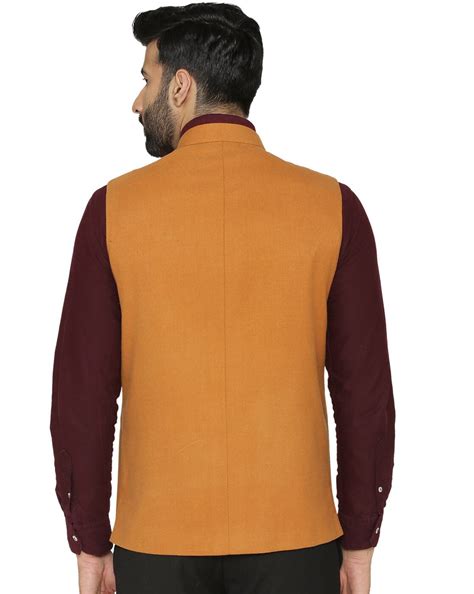Buy Orange WINTAGE Waistcoat with Stand Collar | AJIO