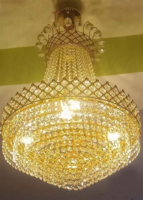 Buy SHRI MAHAL ANTIQUES LED Crystal Big Size Jhumar Lamp for Living ...