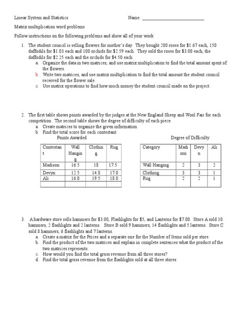 Image result for Matrices Word Problems with Solutions PDF