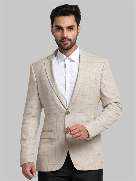 Raymond Beige Checks Slim Fit Polyester Blend Blazer – MyRaymond