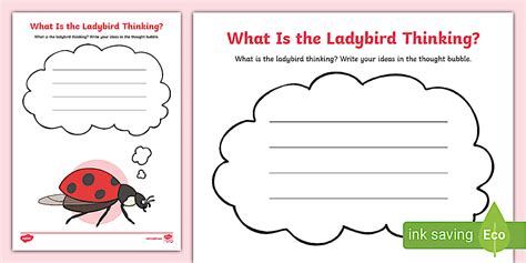 The Listening Ladybird Thought Bubble Activity Sheet